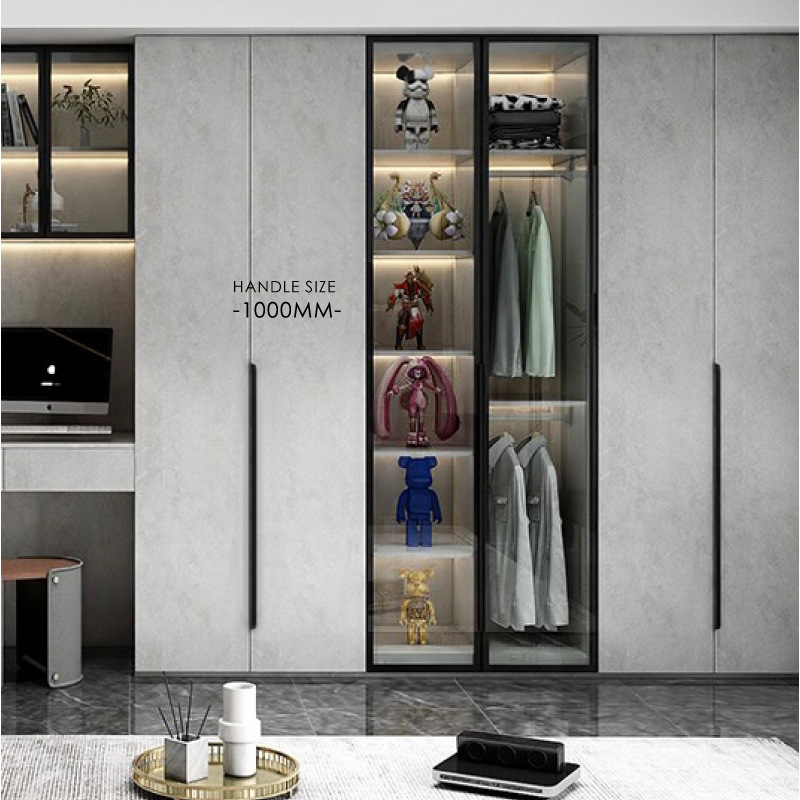 Arc invisible handle Black Gold non-perforated long handle modern simple Drawer Wardrobe cabinet cabinet door handle