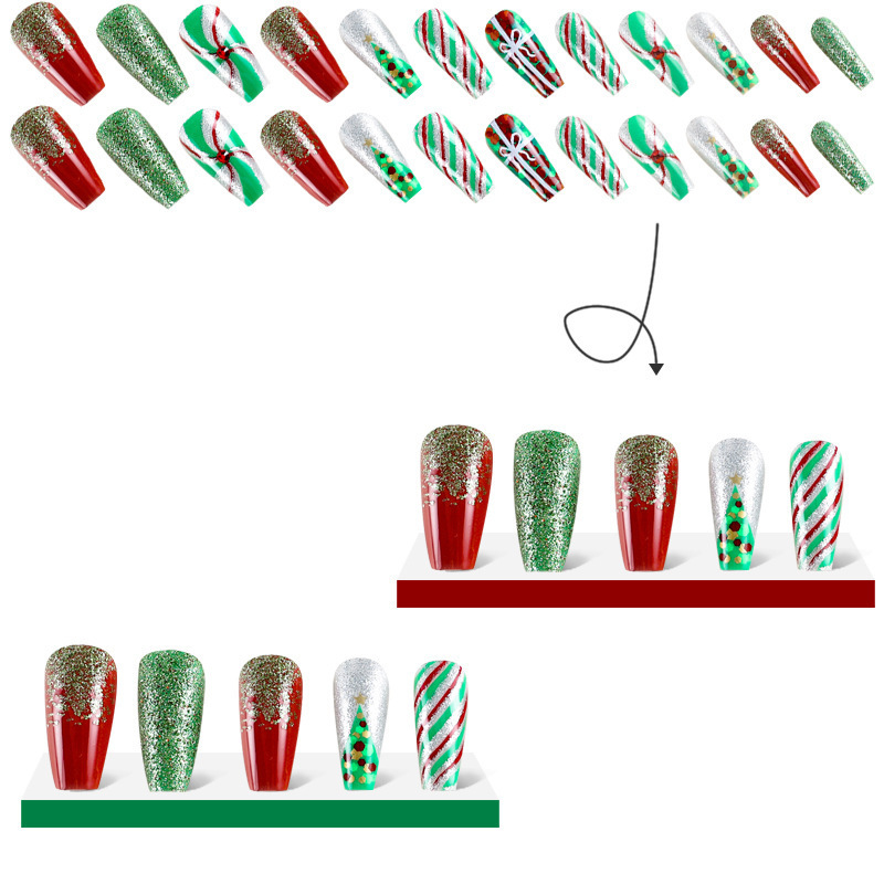 欧米のクリスマスの偽の爪のクリスマスの贈り物は甲の甲の切れを身につけて式の爪をつけて卸売りを貼ります。|undefined