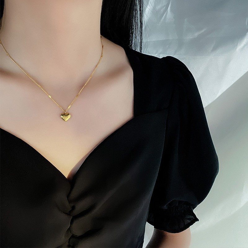 Couple's Collarbone Chain Geometric Heart-shaped Accessories Light Luxury Elegant Simple Sweet Love Necklace