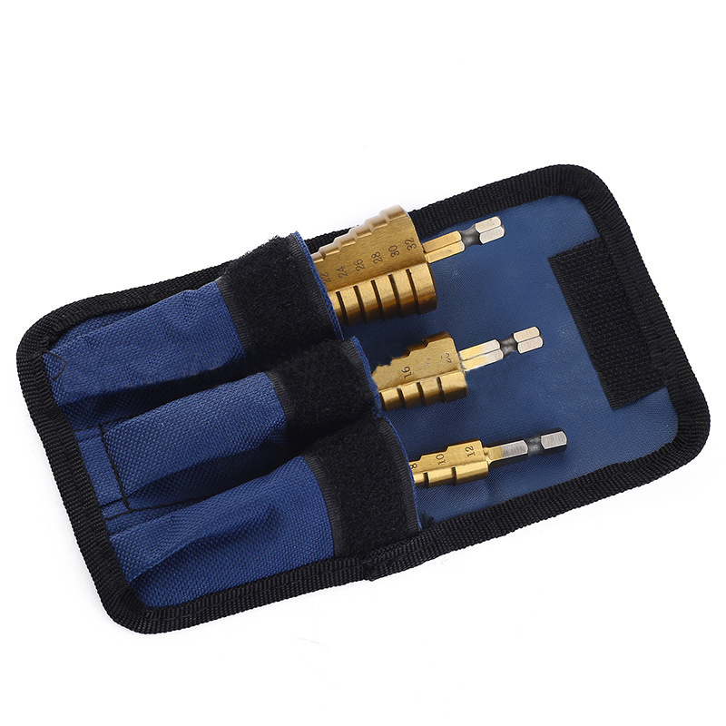 Pagoda drill serrated drill 6-piece set 3-piece set titanium-plated pagoda drill woodworking hole reaming groove step drill suit