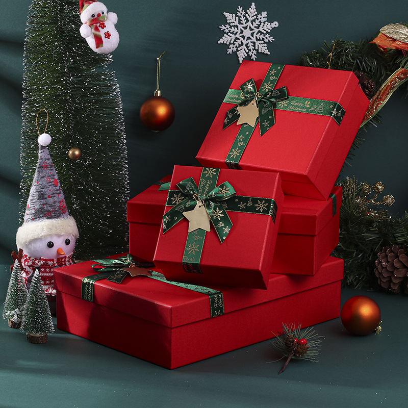 Explosions Christmas Bow Gift Box Red Heaven and Earth Cover Gift Box Large Christmas Eve Candy Apple Scarf Gift Box