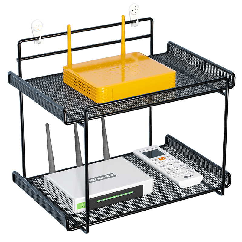 路由器置物架墙上免打孔电视机顶盒放置架壁挂WiFi收纳盒挂墙支架