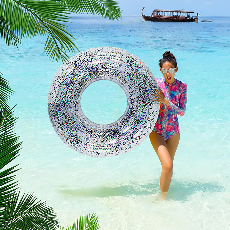 New Internet Celebrity Thickened Adult Swimming Ring Children's Underarm Ring Anti-rollover Girls' Water Inflatable Transparent Life Buoy