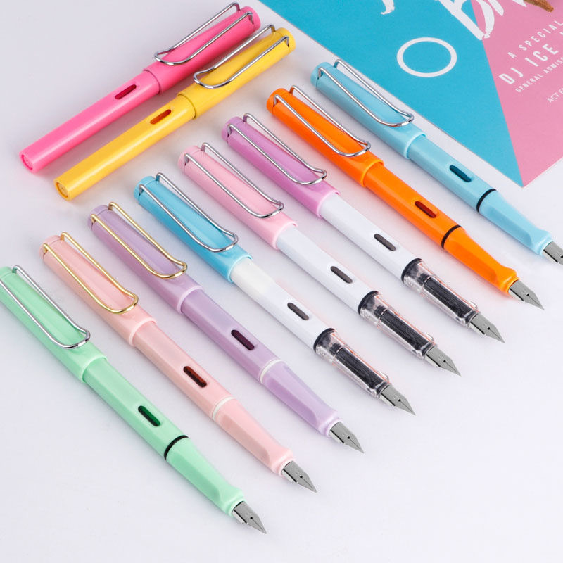 Students Colorful Hand-painted Pen Ink Ink Sac Dual-purpose Writing Office Male and Girl Universal Orthotypic Pen