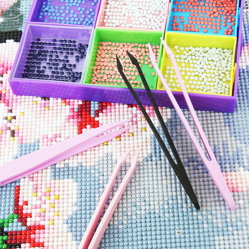 Diamond Painting Plastic Tweezers Color Nylon Straight Head Elbow Pointed Head Nail Art Sticker Handmade DIY Tweezers Tool