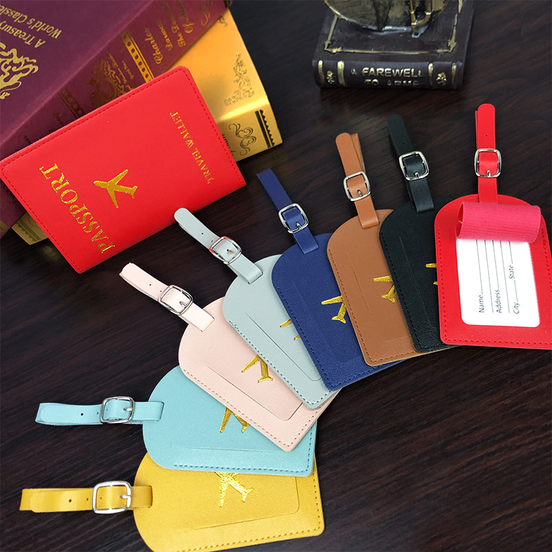 Cross-border ready-made luggage tag passport holder set luggage tag passport holder passport set