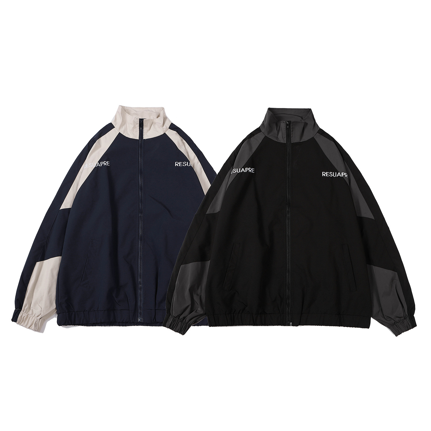 2023 Autumn and Winter Japanese Style Retro Contrast Color Stitching Collar Jacket Men's Trendy Brand Loose College Style Couple's Casual Jacket