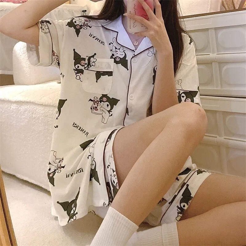 ネットレッドins韓国アニメパジャマ女性夏クロミー半袖パンツ高級感かわいいホームウェアセット|undefined
