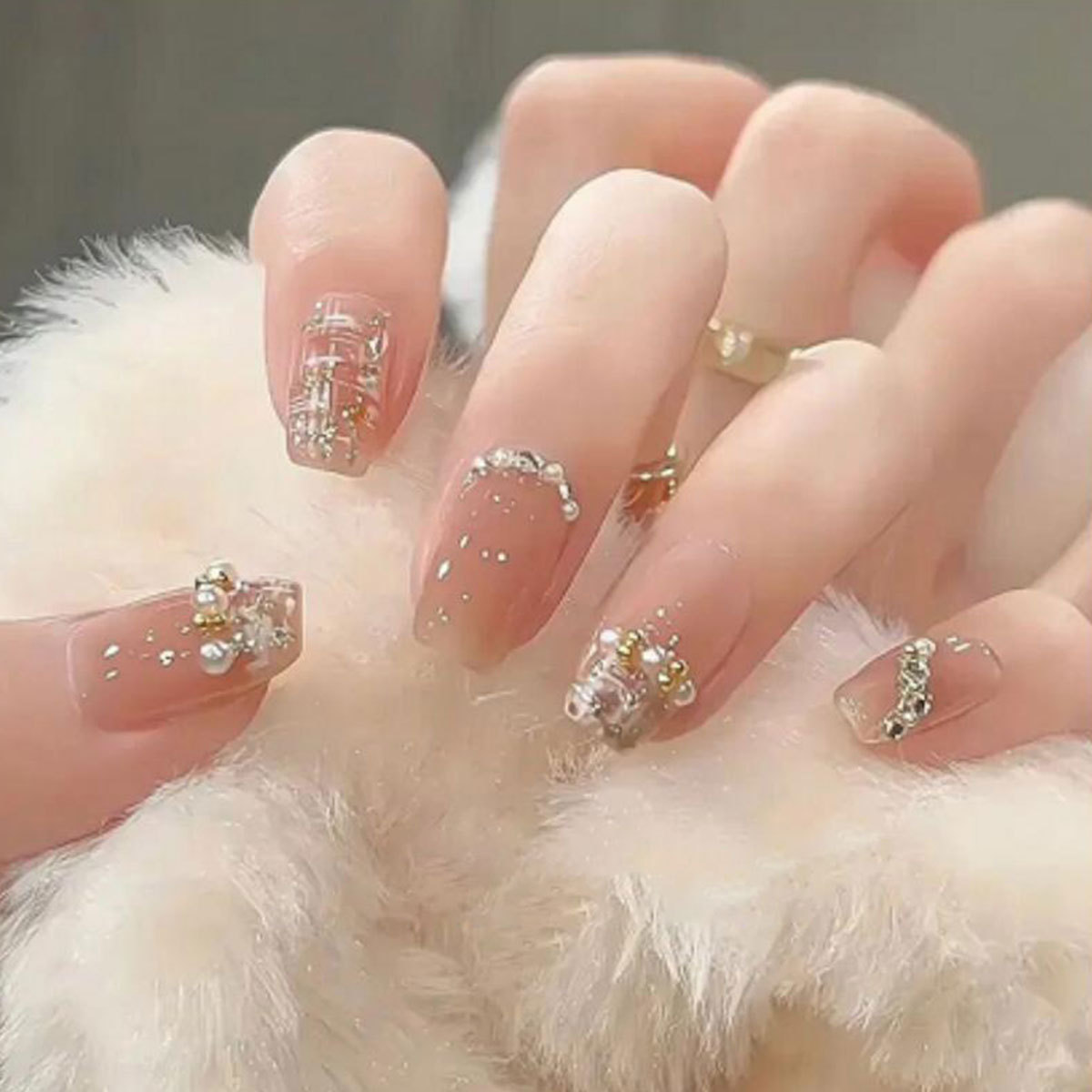 Plaid Wearable Nail Pieces Finished Ice Blizzard Blush Nude Summer Advanced Manicure Wholesale Removable Nail Pieces