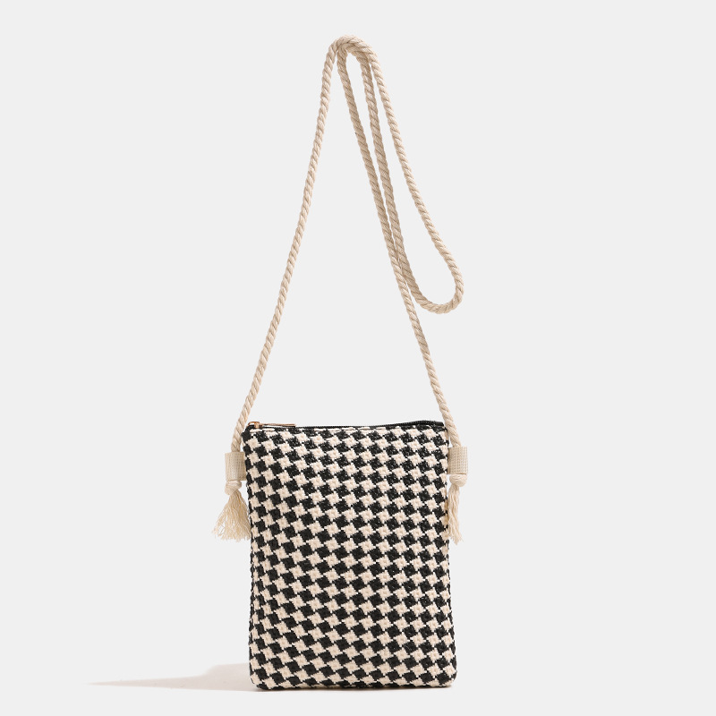 Mobile Phone Bag Women's 2024 New Cross-border Straw Vertical Shoulder Bag Amazon Simple Travel Crossbody Beach Bag