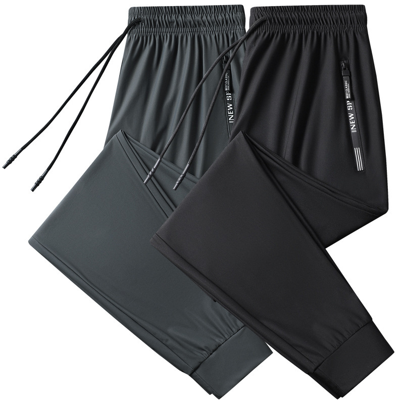 Ice silk pants men's pants summer thin trousers loose big pack foot quick-drying pants sports casual pants