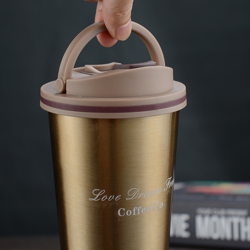 European Creative Portable Coffee Cup 304 Stainless Steel American Portable Coffee Cup Car Portable Coffee Cup