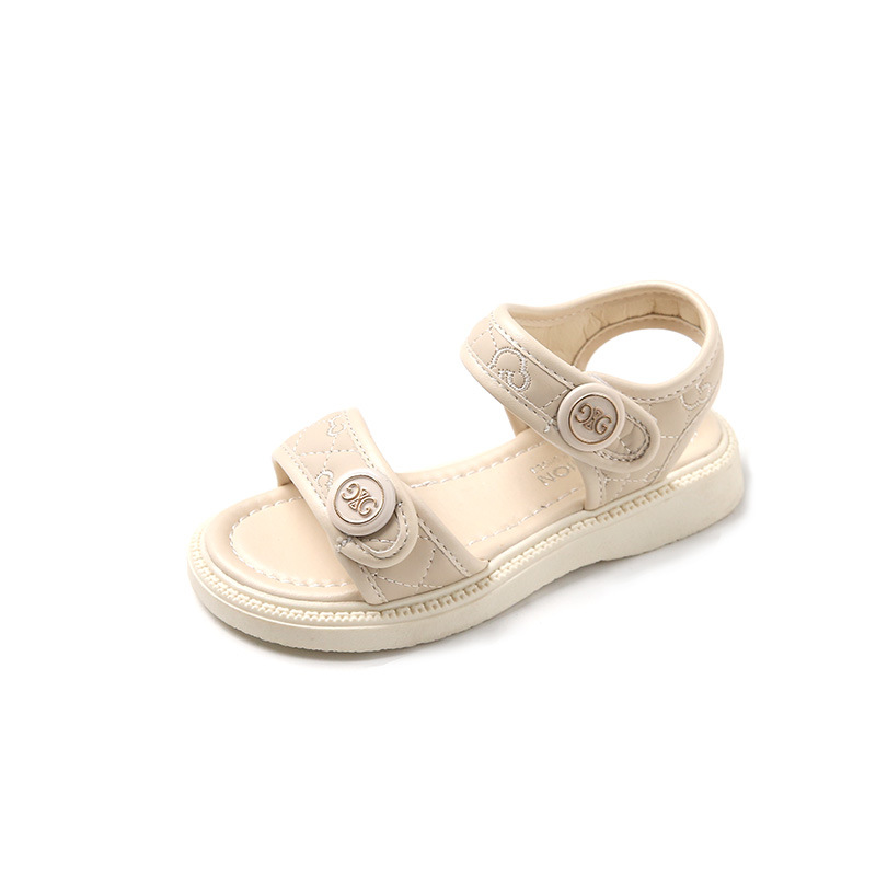 Girls' British Style Sandals 2023 Summer New Style Girl's Fashionable Soft-soled Beach Shoes Children's Princess Style Sandals