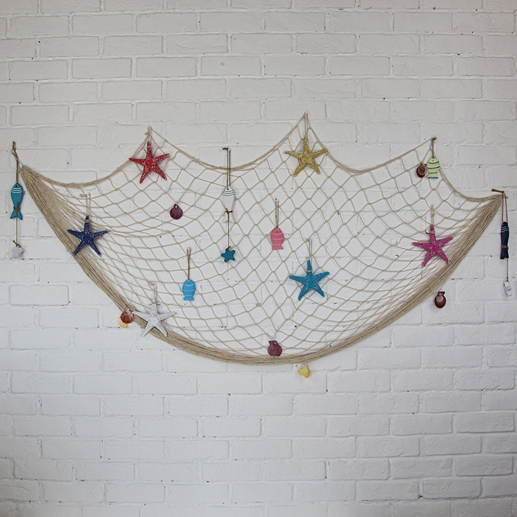 Factory Promotional Mediterranean Decorative Fishing Net Thick Line Shell Net Photography Props Kindergarten Background Wall Decorative Hanging Ornaments