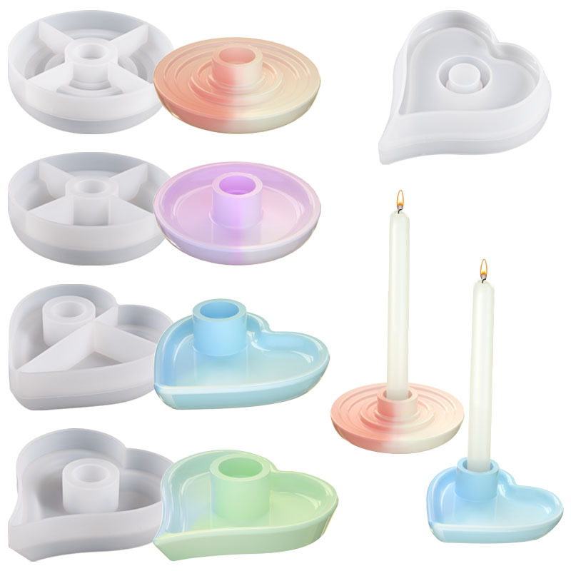 Factory spot diy crystal drop gum aromatherapy candle holder round love round candle holder silicone mold