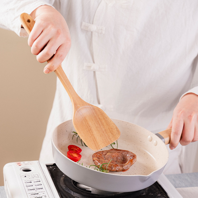 Big-leaf acacia wood stir-fry shovel soup spoon teak non-stick pan spatula wooden kitchenware kitchen hot pot small rice spoon colander