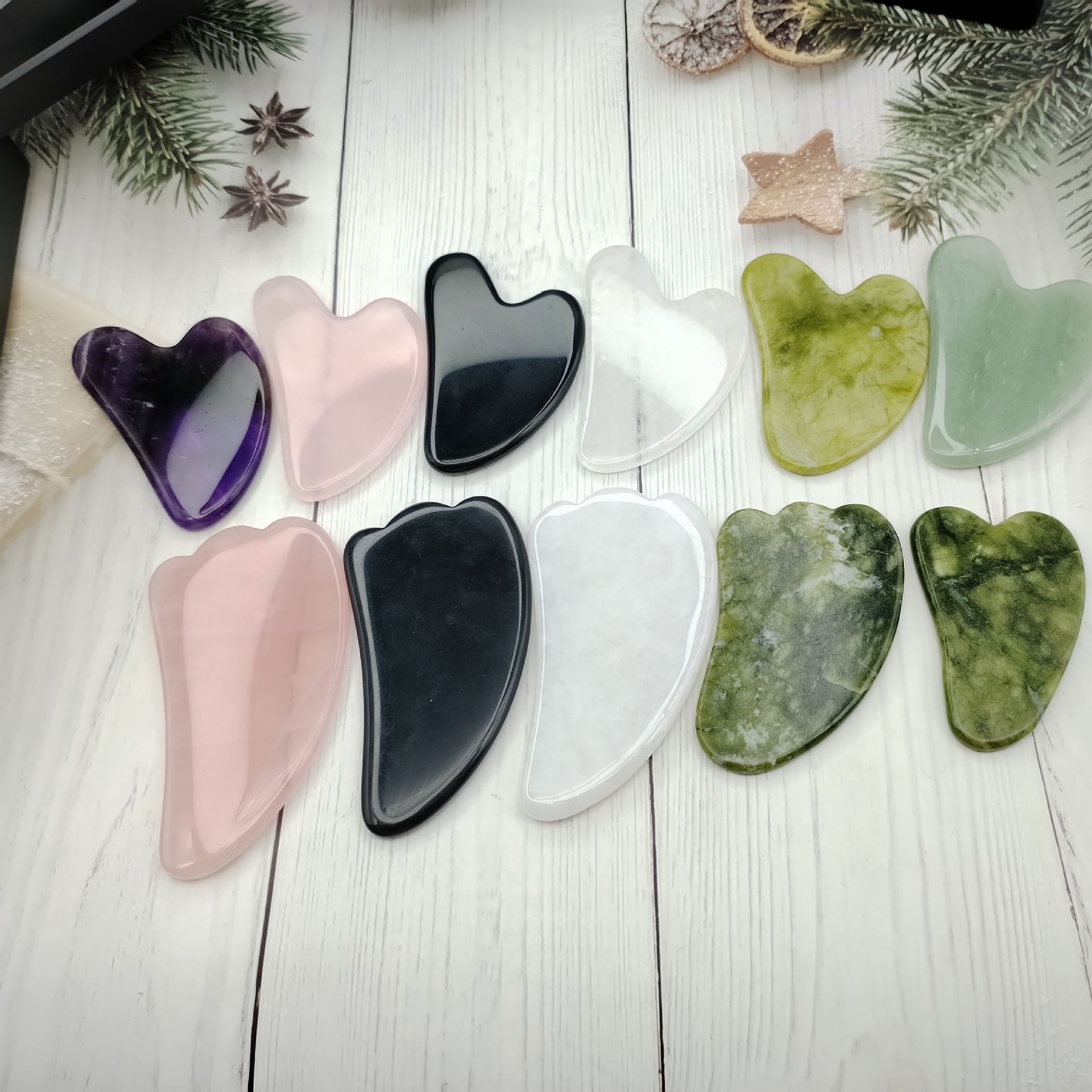 Cross-border selling face eye scraping jade roller double-headed Jade beauty instrument powder Crystal scraping massager