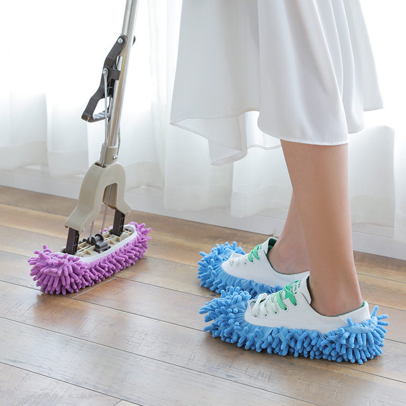 Factory wholesale floor cleaning removable and washable mop shoes chenille lazy mop shoes cover mop cover