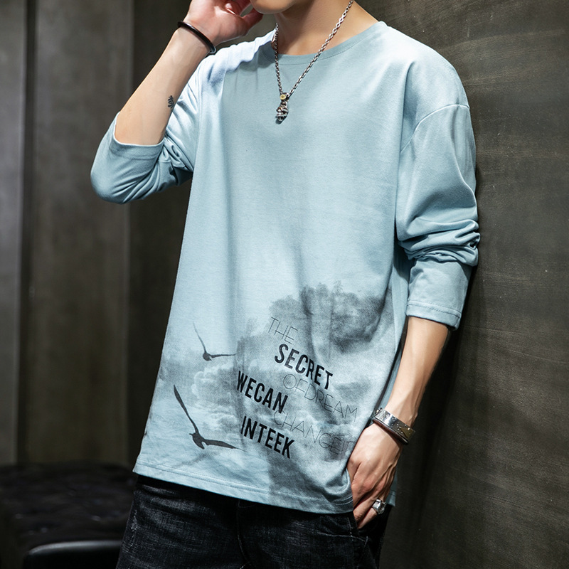 Cross-border a generation of long-sleeved T-shirt men's stall supply Tide brand ins loose clothes handsome printed jacket