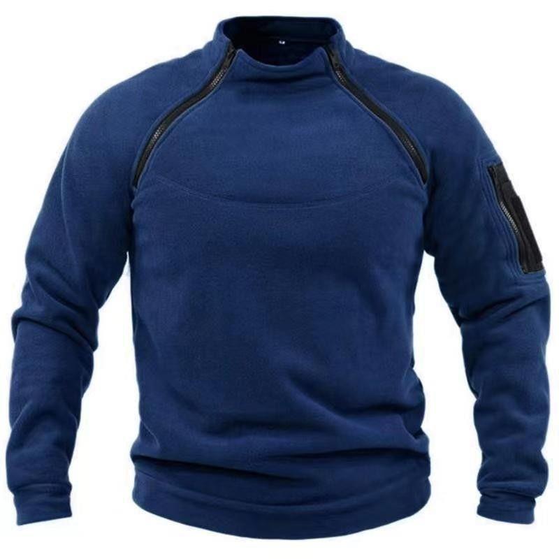 Cross-border European and American cross-border stand collar men's sweater autumn and winter warm loose solid color outdoor warm breathable tactical men's clothing