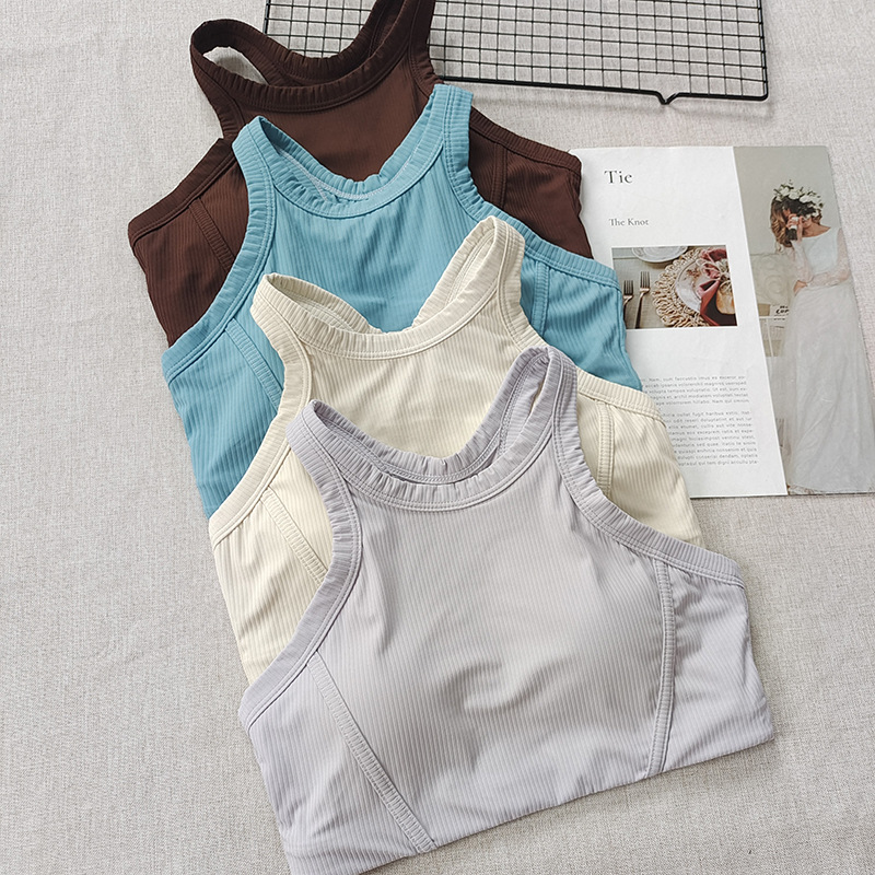 lu version I-thread sports vest for women with chest pad yoga quick-drying fitness bra running shockproof yoga clothes summer