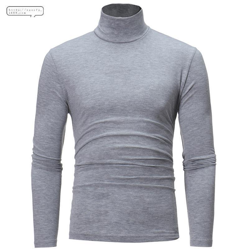2022 leisure milk silk autumn and winter New Youth Men's high collar thin solid color slim fashion long sleeve shirt