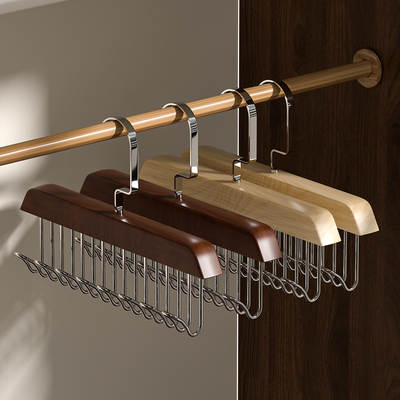 Yiwu billion standard solid wood hanger 8 hook multi hook hanger underwear sling hook storage artifact log vintage hanger