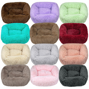 Winter Plush Pet Nest Teddy Cat Nest Square Kennel Pet Mat Cat Bed Dog Bed Pet Supplies