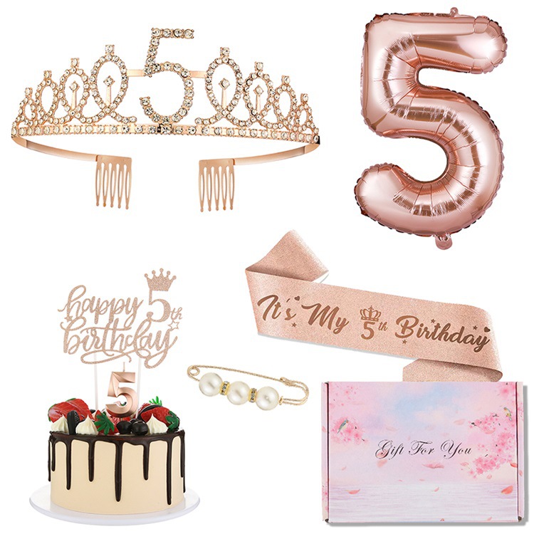 Children's Birthday Party Scene Decoration Digital Birthday Headwear Crown 3 Years Old 4 Years Old 5 Years Old Balloon suit