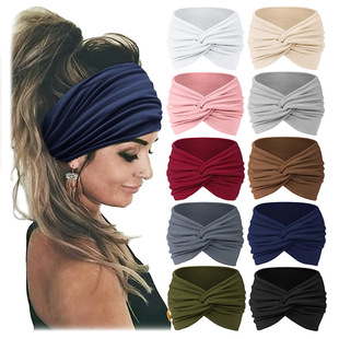 European and American New Women's 18cm Widened Hair Band Headband Yoga Elastic Hair Band Running Hair Band Sports Sweat-absorbent Head
