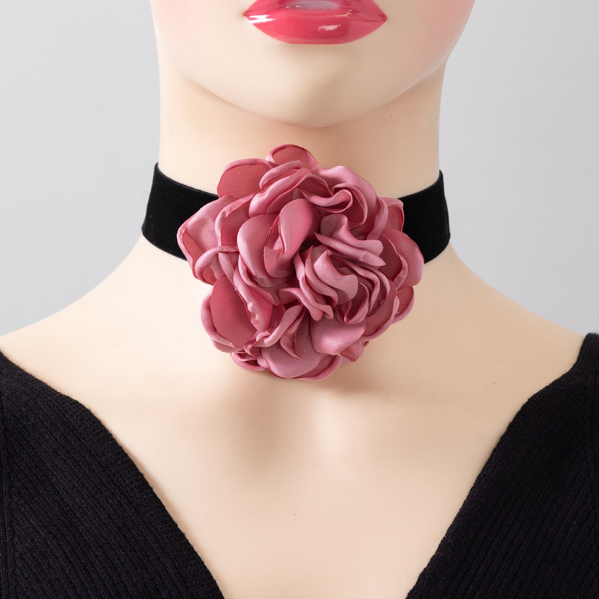 European and American cross-border new oversized burgundy flowers large size neck scarf necklace jewelry necklace fashionable women's wear