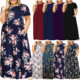 2024 summer European and American plus size women's wish Amazon short sleeve round neck solid color plus size dress printed dress