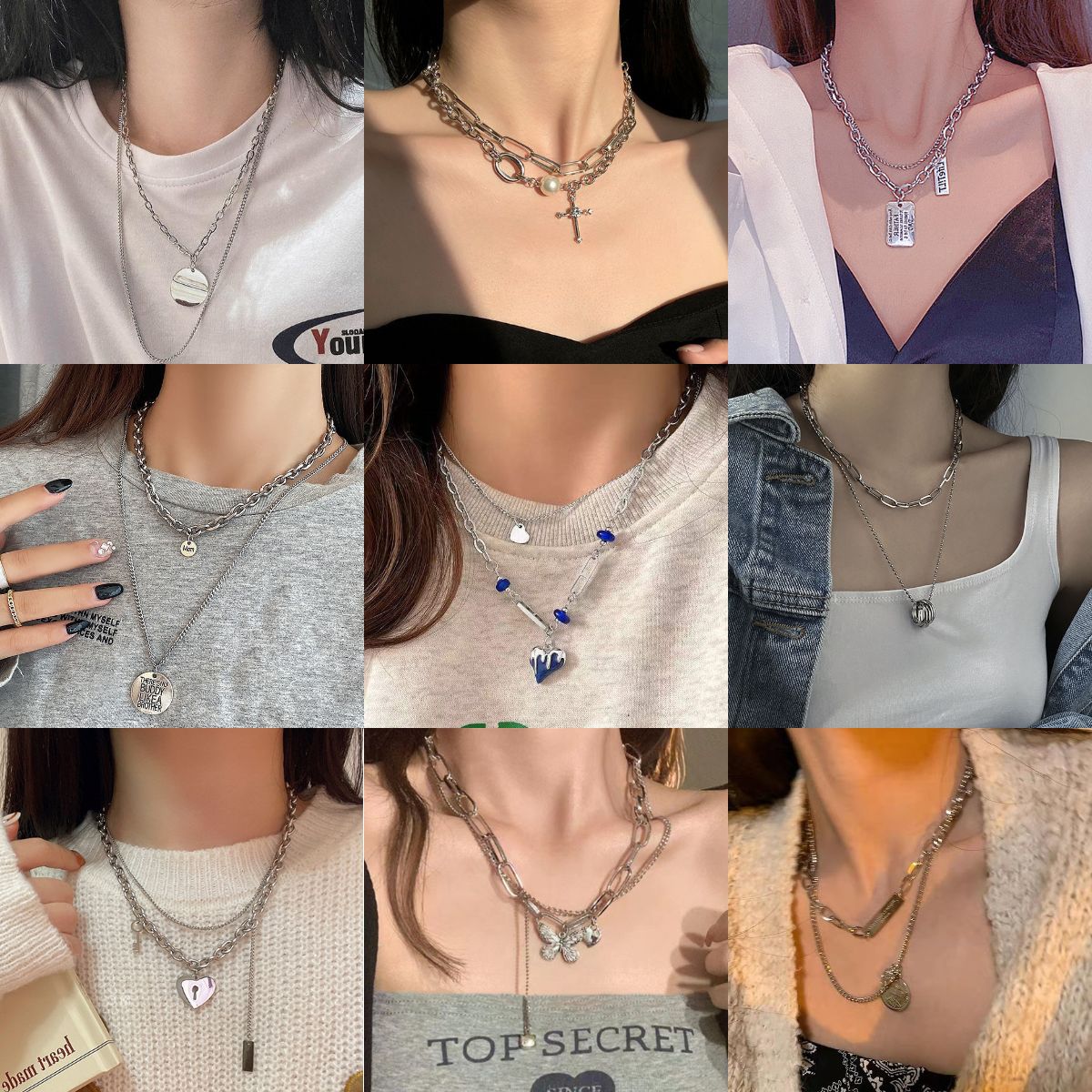 Vintage Double Layer Necklace for Women - Ins Sweet and Cool Design, Fashion and Versatile, Suitable for Autumn and Winter Sweater Accessories, Wholesale