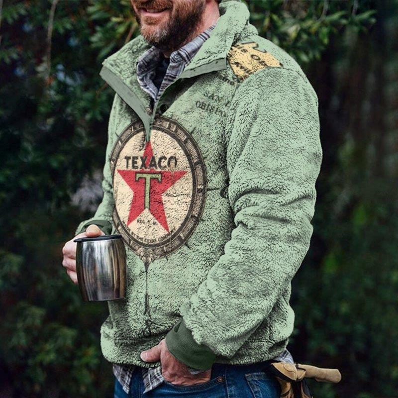 2022 foreign trade independent station autumn and winter men's European and American leisure flannel plush sweater button pocket sweater