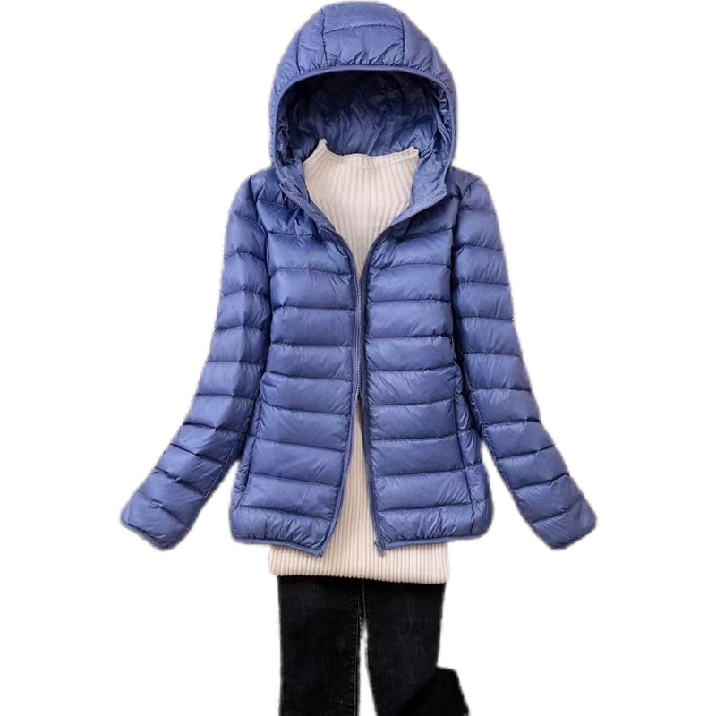 Lightweight Down Jacket Women's new plus size fat mm200 kg women's middle-aged and elderly short stand collar hooded jacket