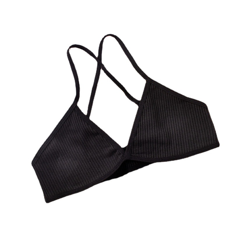 European and American bralette beauty back triangle cup bra wireless cross beauty back deep V halter plus size underwear for women