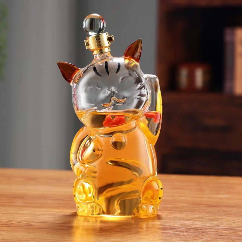 Творческий Lucky Cat Стиль Ремесло Бутылки Вина Боросиликатного Стекла Бутылка Бытовое Вино Виски Вино