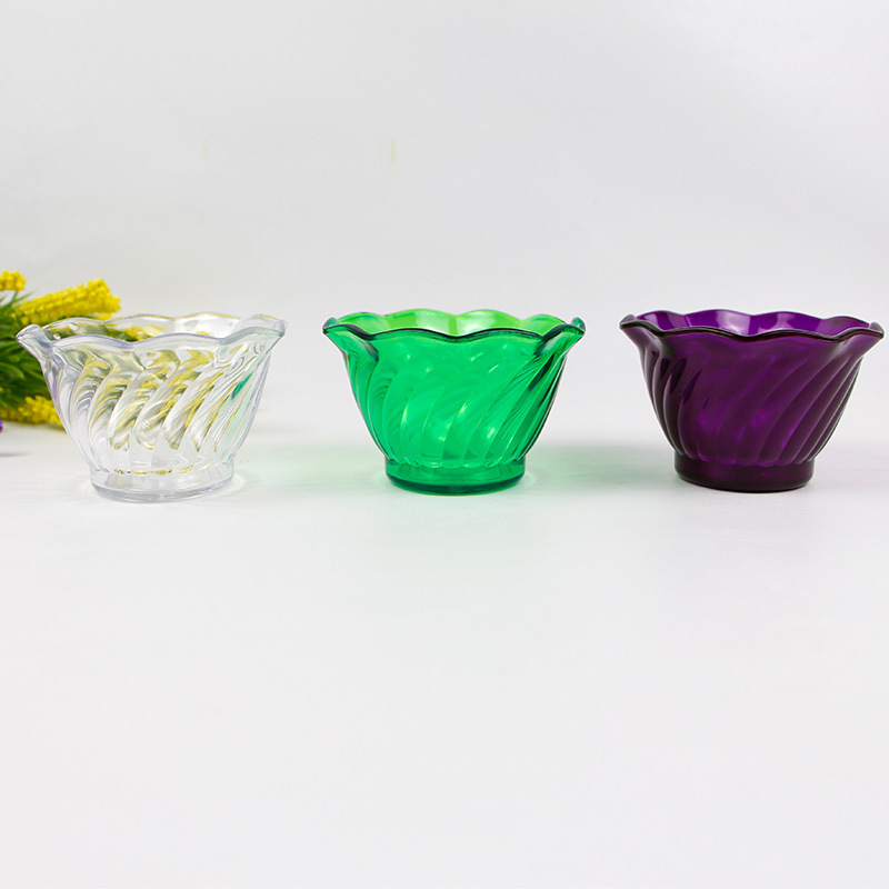 small size AS Plastic Salad Bowl Striped Plastic Bowl Pattern Ice Cream Bowl Mini small size Transparent Ice Cream Bowl