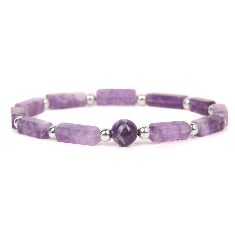 Amazon cross-border hot natural amethyst square bead bracelet women's simple fashion charm bracelet foreign trade