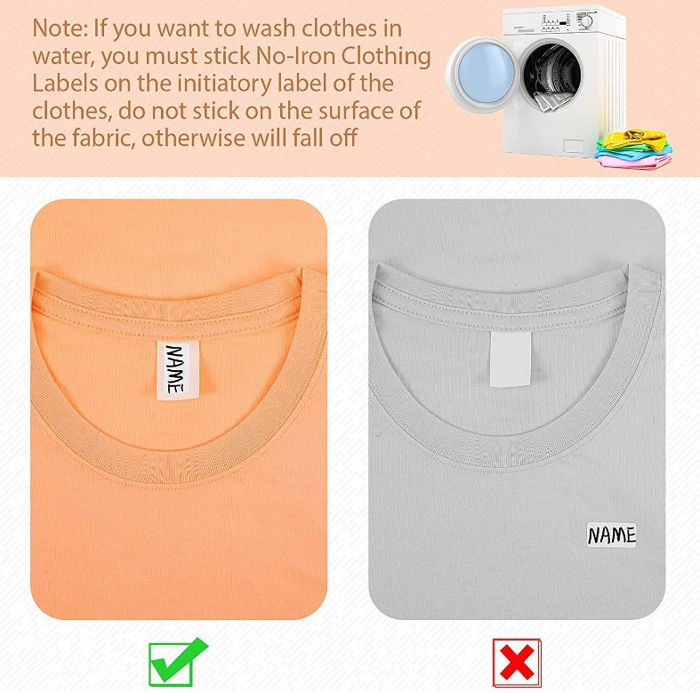 Amazon Hot Selling in stock Writable Washable Self-adhesive Name Label Self-adhesive Ironing Free Writing Blank Label
