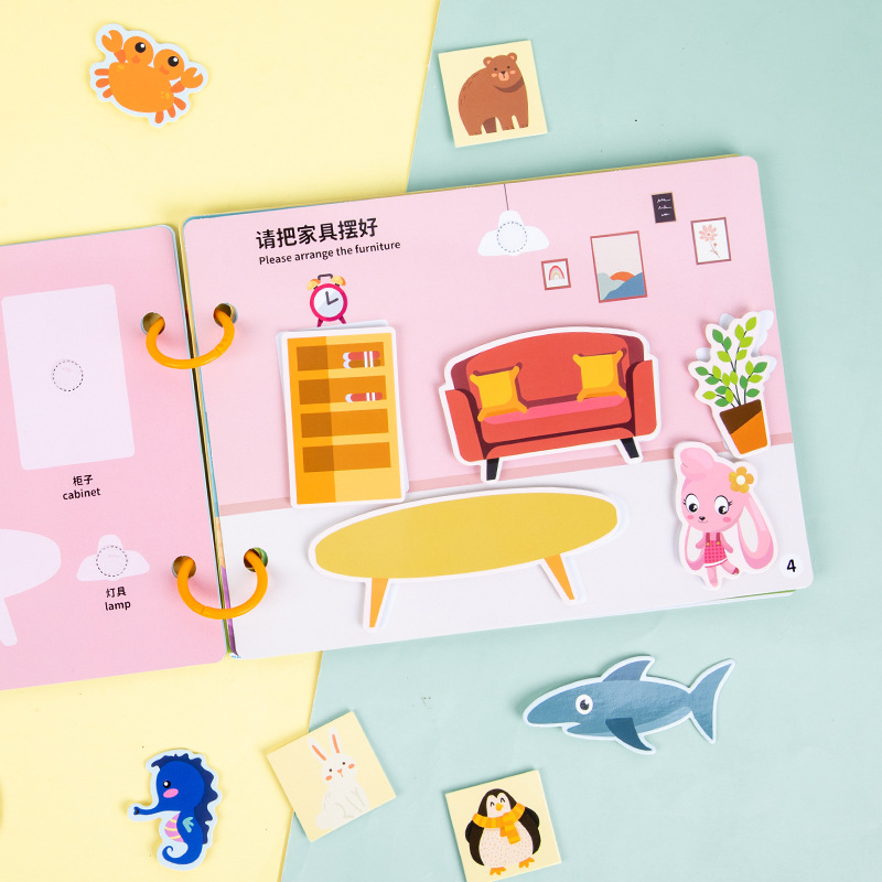 Children's early education Enlightenment quiet paste book puzzle Montessori baby repeatedly learn handmade scene collage toys