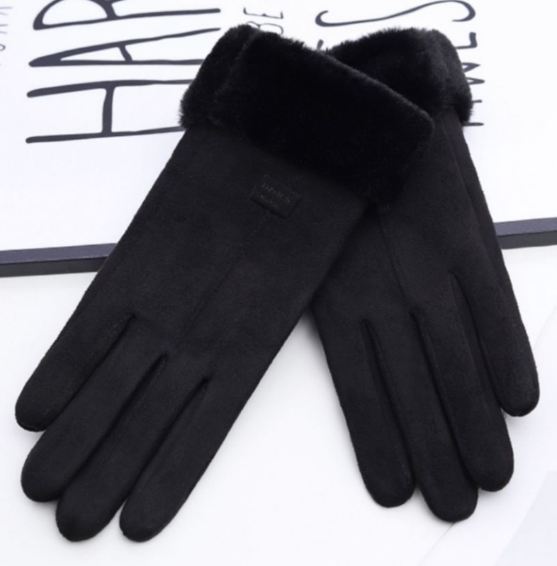 Gloves Women's Winter Velvet Thickened Warm Driving Cute Riding Autumn and Winter Windproof Cold-proof Touchscreen Cotton Gloves