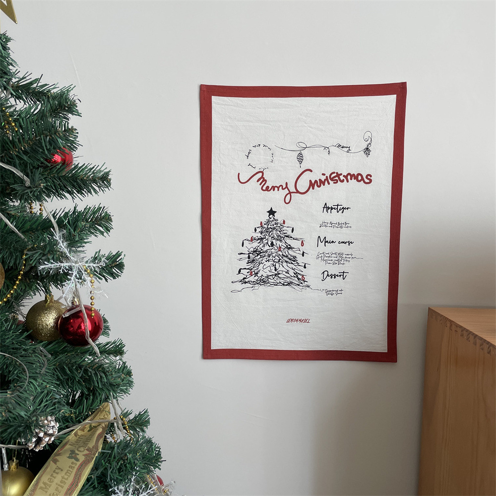 Christmas series ~ Christmas tree hanging cloth simple wall decoration cloth photo props chic red napkin background cloth