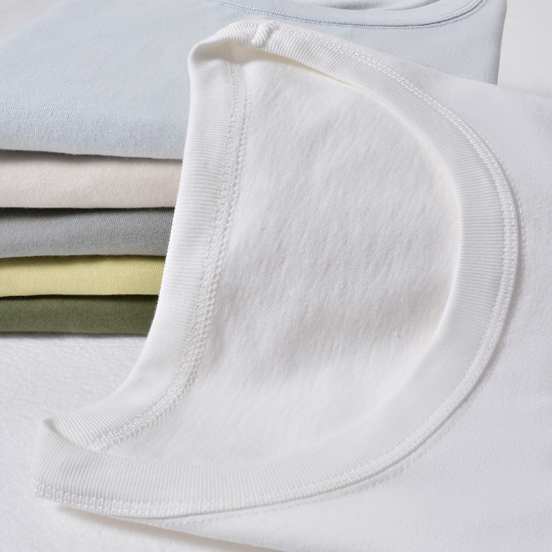 Three Pin Heavy Pure Cotton Short-sleeved T-shirt Men's Casual Summer Trendy Brand Men's Loose Round Neck White Clothes