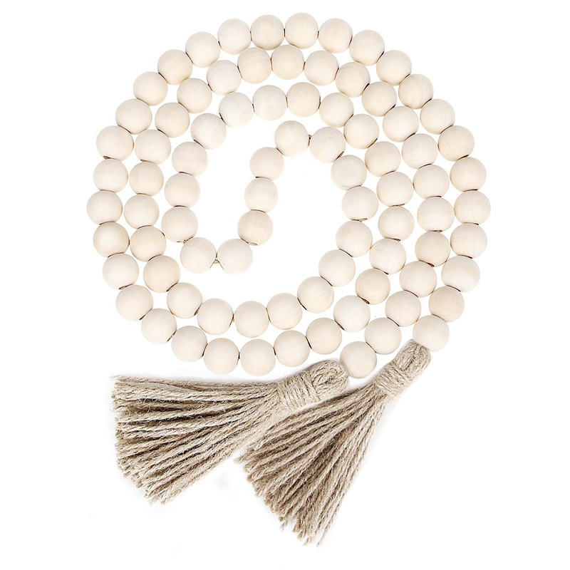 Ins原木色麻縄木珠流蘇串家庭装飾ストラップアマゾンwood bead garland|undefined