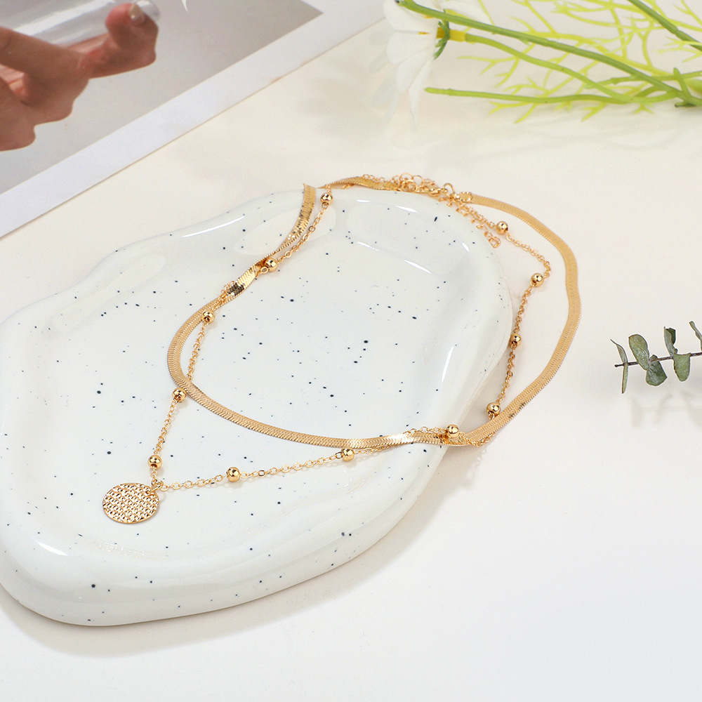 Jednostavna ogrlica s privjeskom i uzorkom čekića u hladnom stilu, nišni dizajn, vuneni lanac, zmijski lanac, dvostruki sloj, privjesak_voghion.com