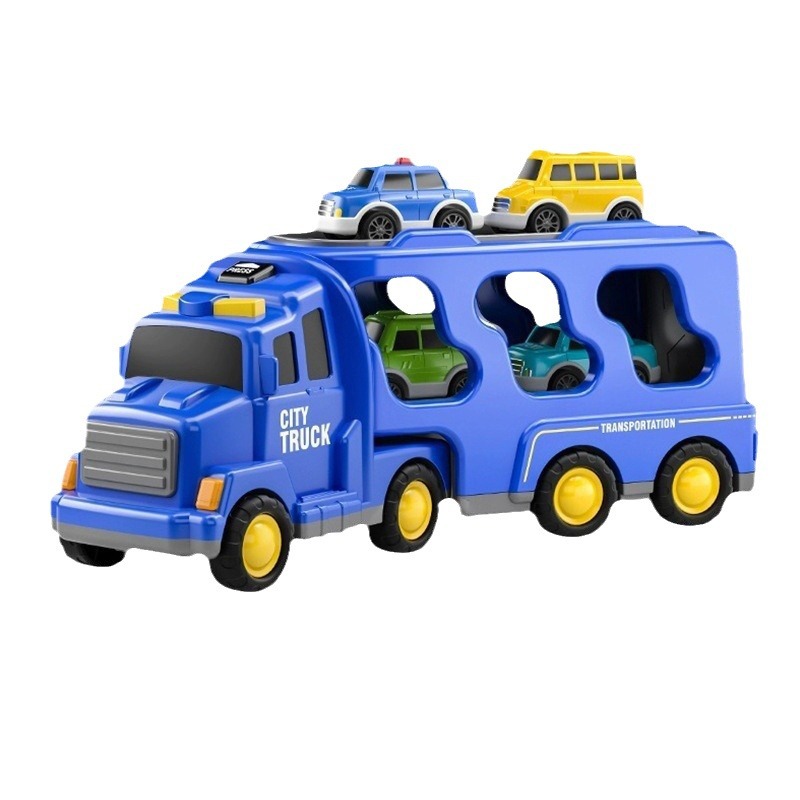 Cross-border engineering vehicle light music transport vehicle inertia fire truck container car children's toys Amazon explosions