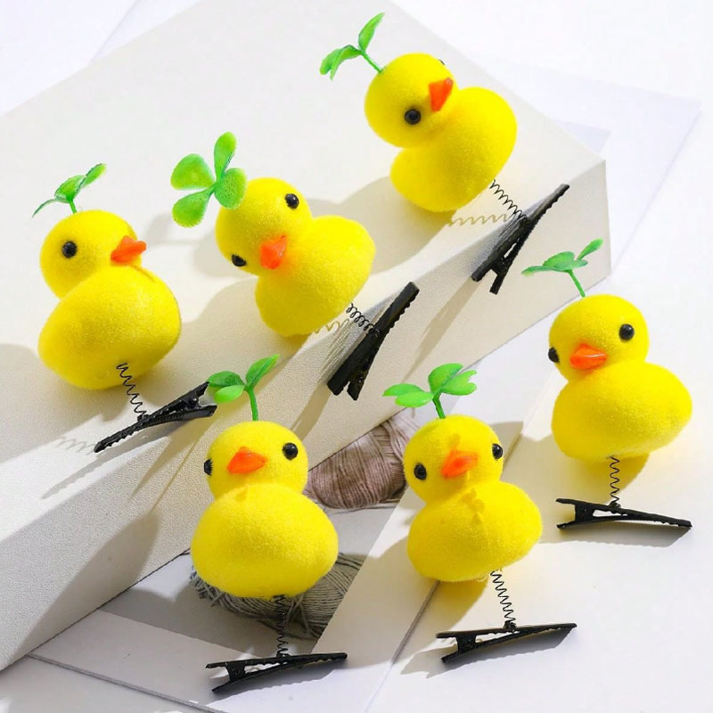 New Internet Celebrant Selling Cute Yellow Duck Hairpin Duck Headwear Children's Three-dimensional Spring Headwear Toy Stall Gift Love_voghion.com