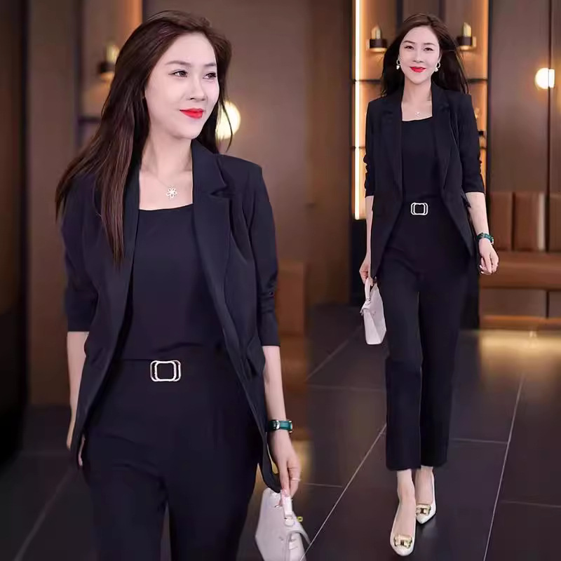 Fashion suit suit women's autumn new western style casual temperament slimming design suit business wear three-piece suit