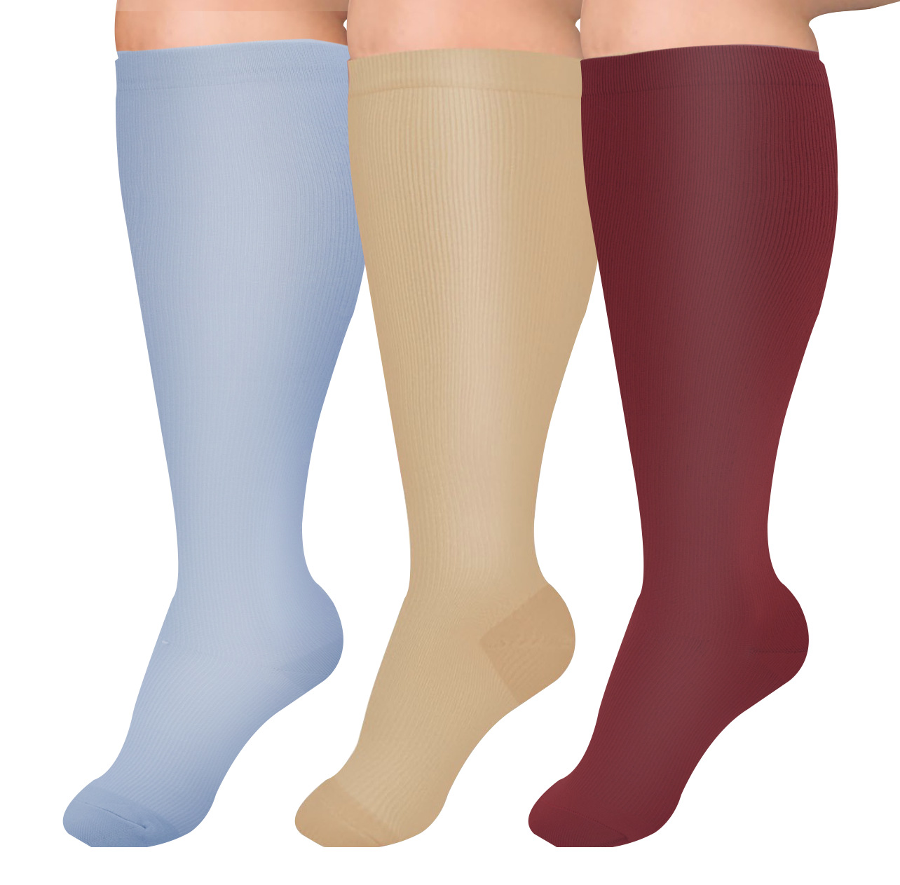 Meias de pressão de nylon para enfermeiras, fertilizantes Plus, meias de compressão para corrida e fitness para homens e mulheres, modelos europeus e americanos_voghion.com